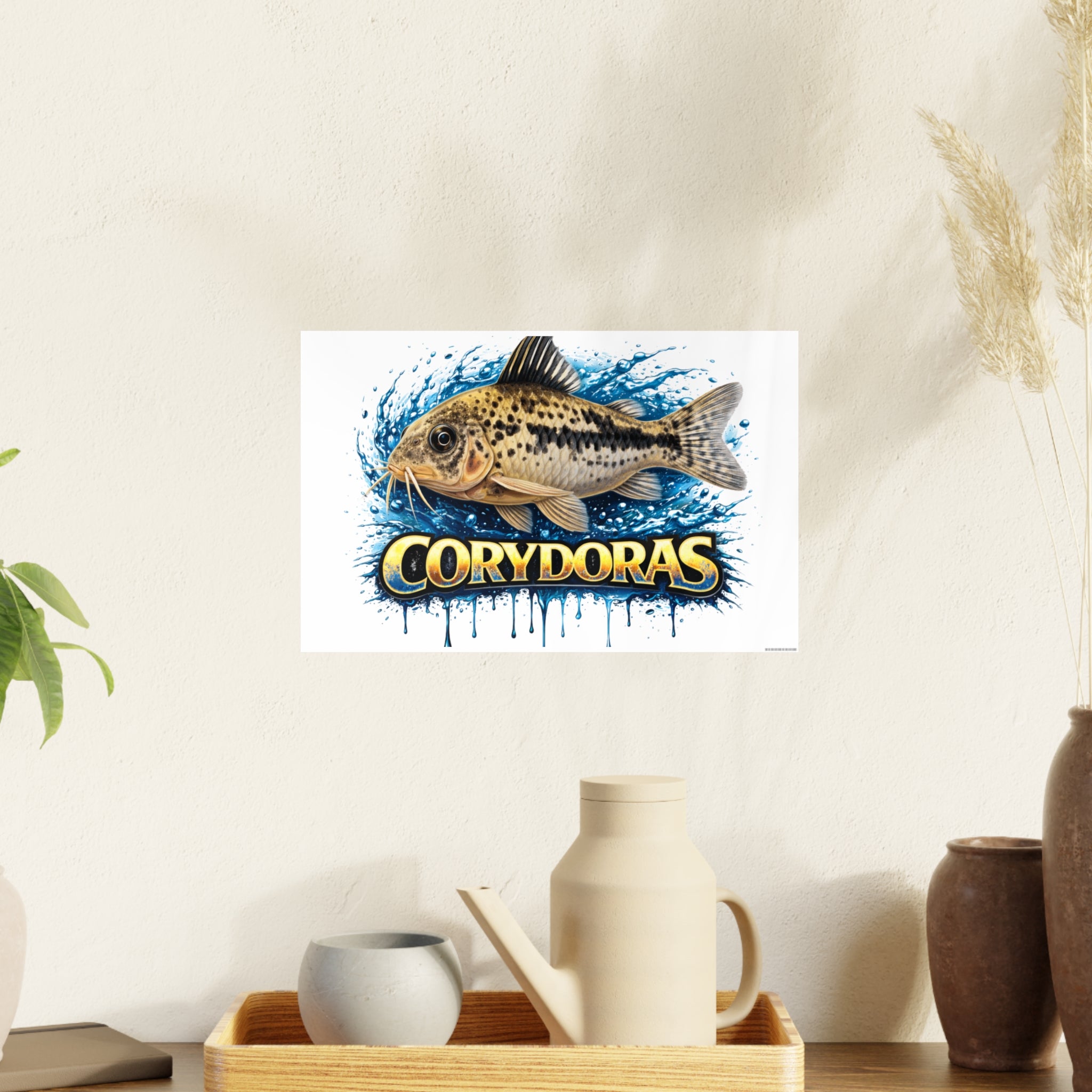 Peppered Corydoras Fish Art Poster — Vibrant Aquarium Print
