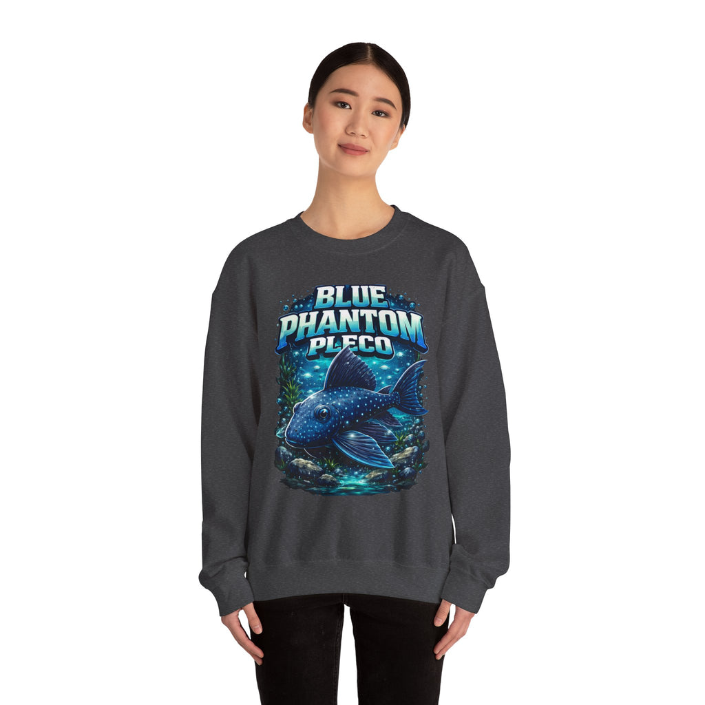 Blue Phantom Pleco Crewneck Sweatshirt – Aquatic Fish Graphic Pullover