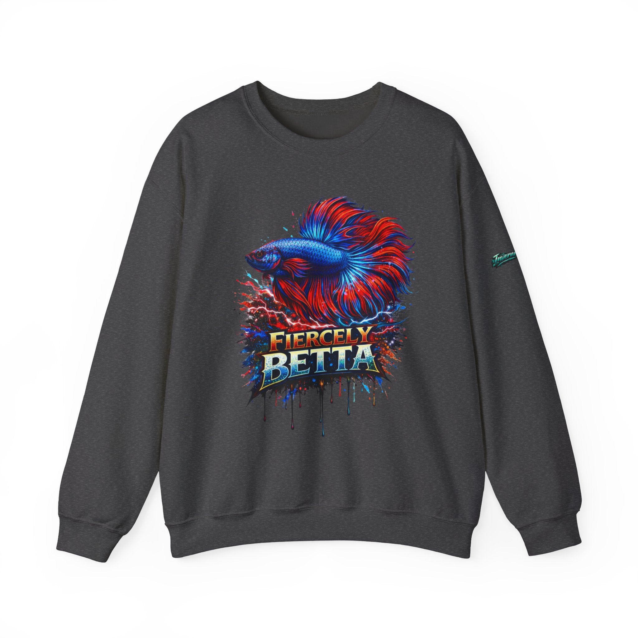 Betta Fish Crewneck Sweatshirt — "Fiercely Betta" Colorful Aquarium Graphic