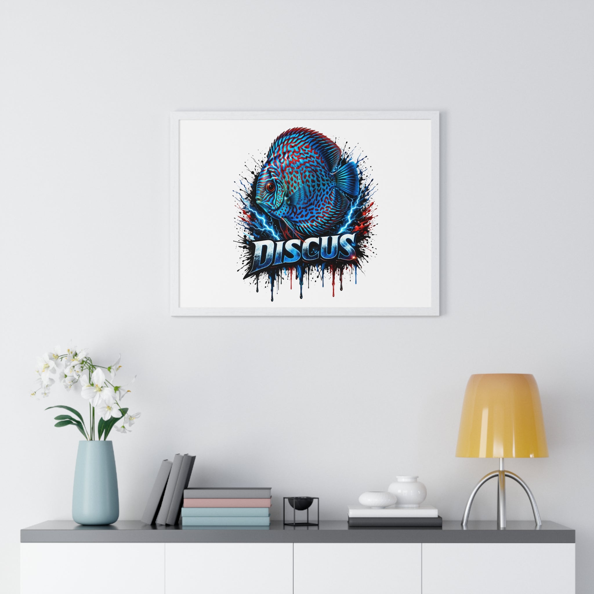 Discus Fish Framed Poster — Colorful Aquarium Artwork