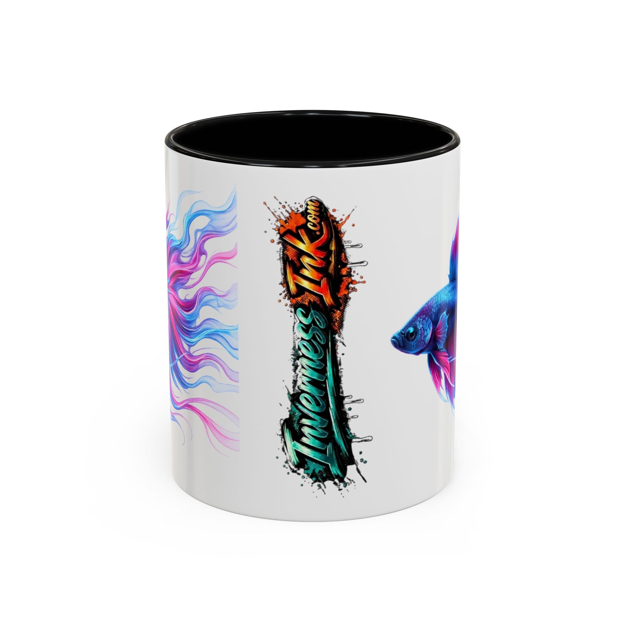 Betta Fish Accent Coffee Mug — Vibrant Neon Betta Design (11/15 oz)