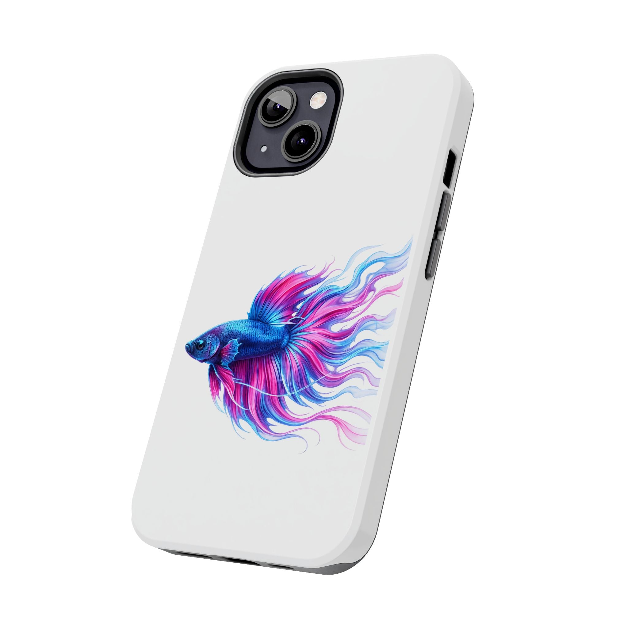 Betta Fish Tough Phone Case — Colorful Blue & Pink Aquarium Art