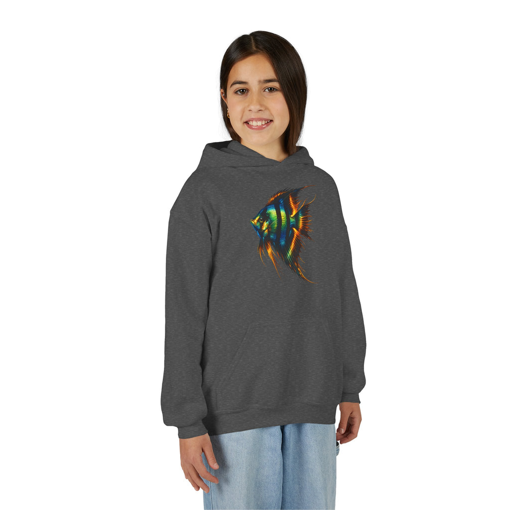 Youth Angelfish Hoodie - Colorful Aquarium Fish Graphic Sweatshirt