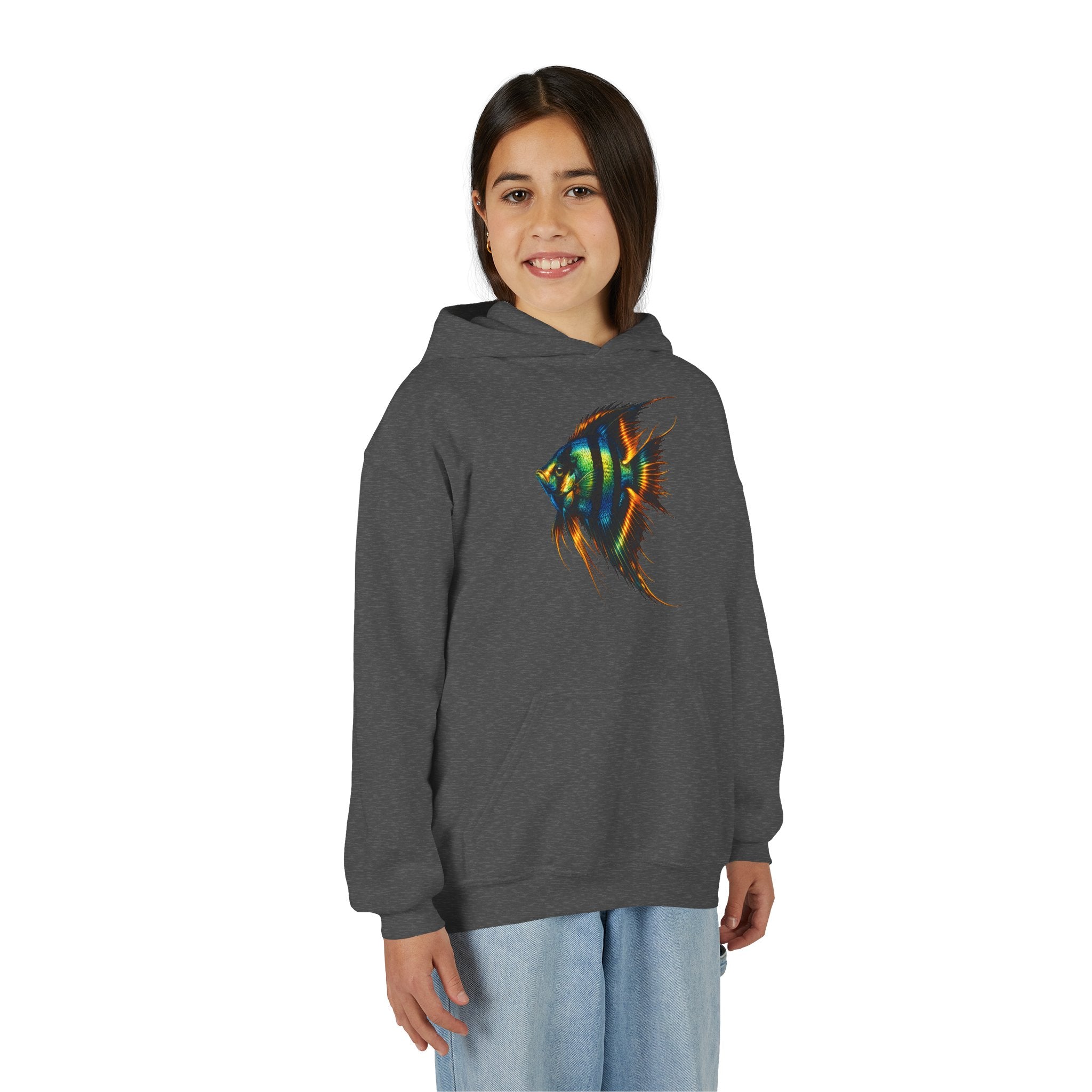 Youth Angelfish Hoodie - Colorful Aquarium Fish Graphic Sweatshirt