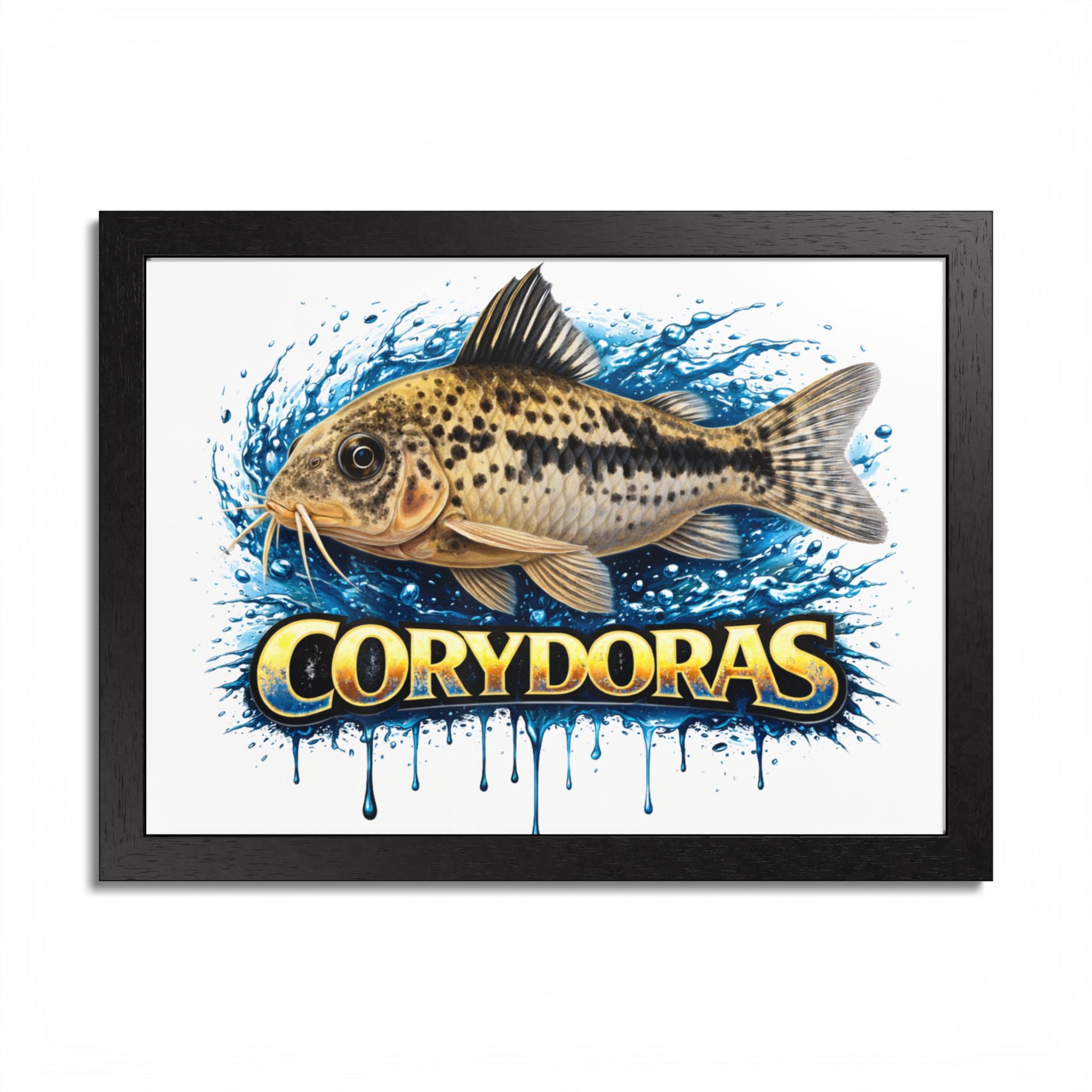 Corydoras Fish Framed Poster — Colorful Aquarium Art Print