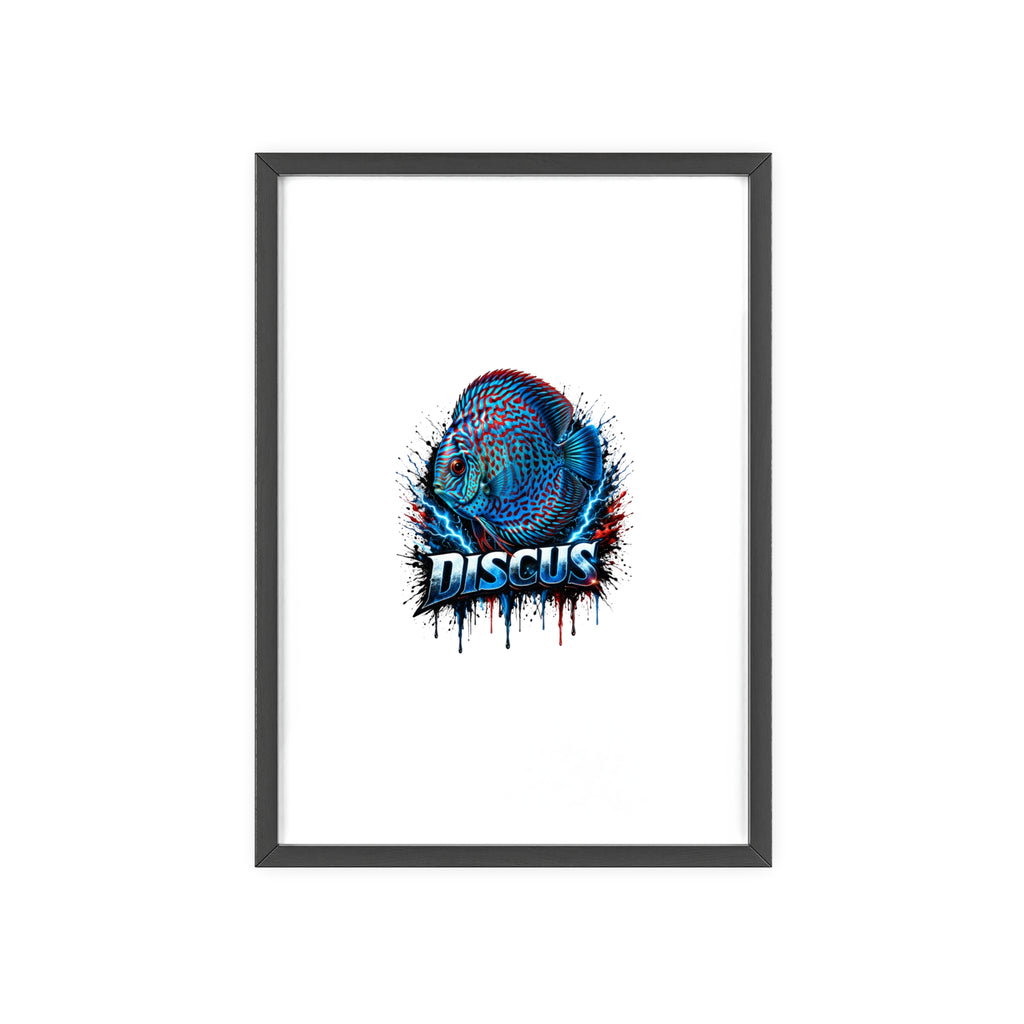 Discus Fish Poster with Wooden Frame — Colorful Aquarium Art Print