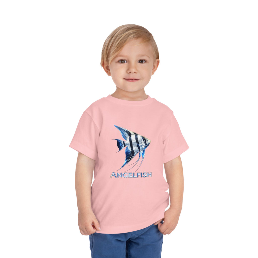 Angelfish Toddler Tee – Blue Aquarium Fish Graphic Shirt