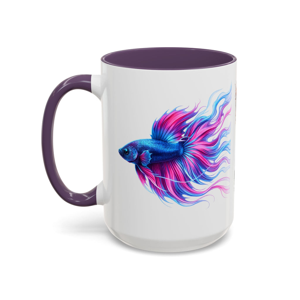 Betta Fish Accent Coffee Mug — Vibrant Neon Betta Design (11/15 oz)