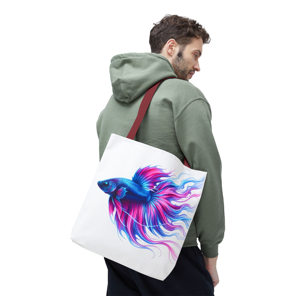 Colorful Betta Fish Tote Bag — Vibrant Blue & Pink Aquatic Art Beach Tote