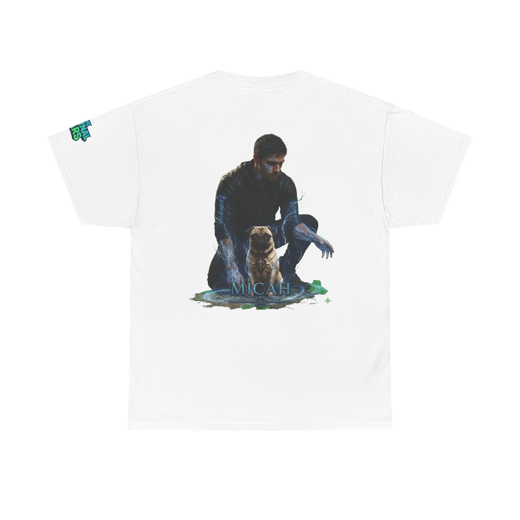 T-Shirt — Nature Warrior Graphic Tee with Man and Dog Illustration