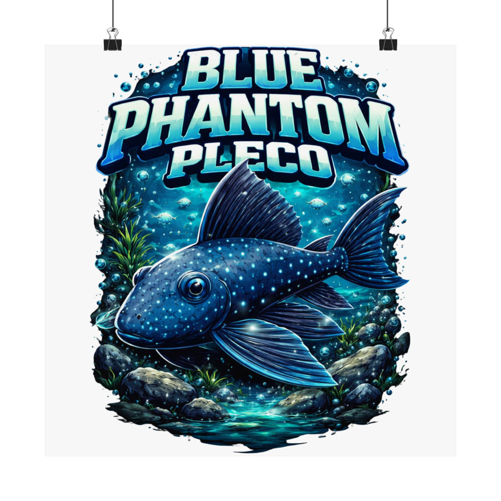 Blue Phantom Pleco Poster — Matte Vertical Aquarium Fish Art Print