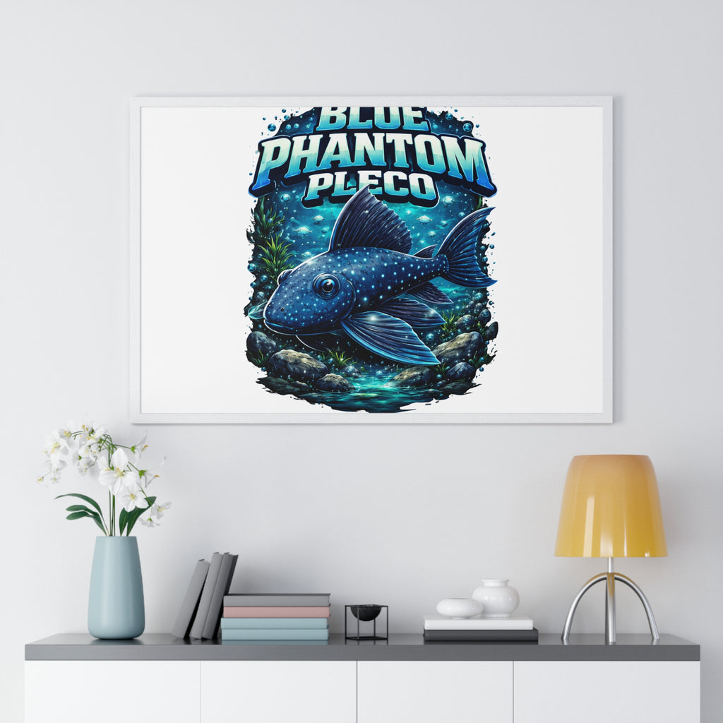 Blue Phantom Pleco Framed Poster — Aquatic Fish Art Print