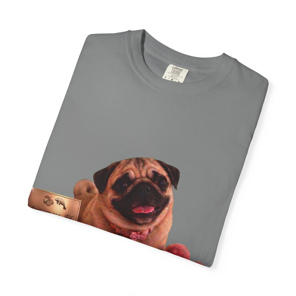 Pug Pet Portrait T-Shirt — Personalized "MIA" Dog Design