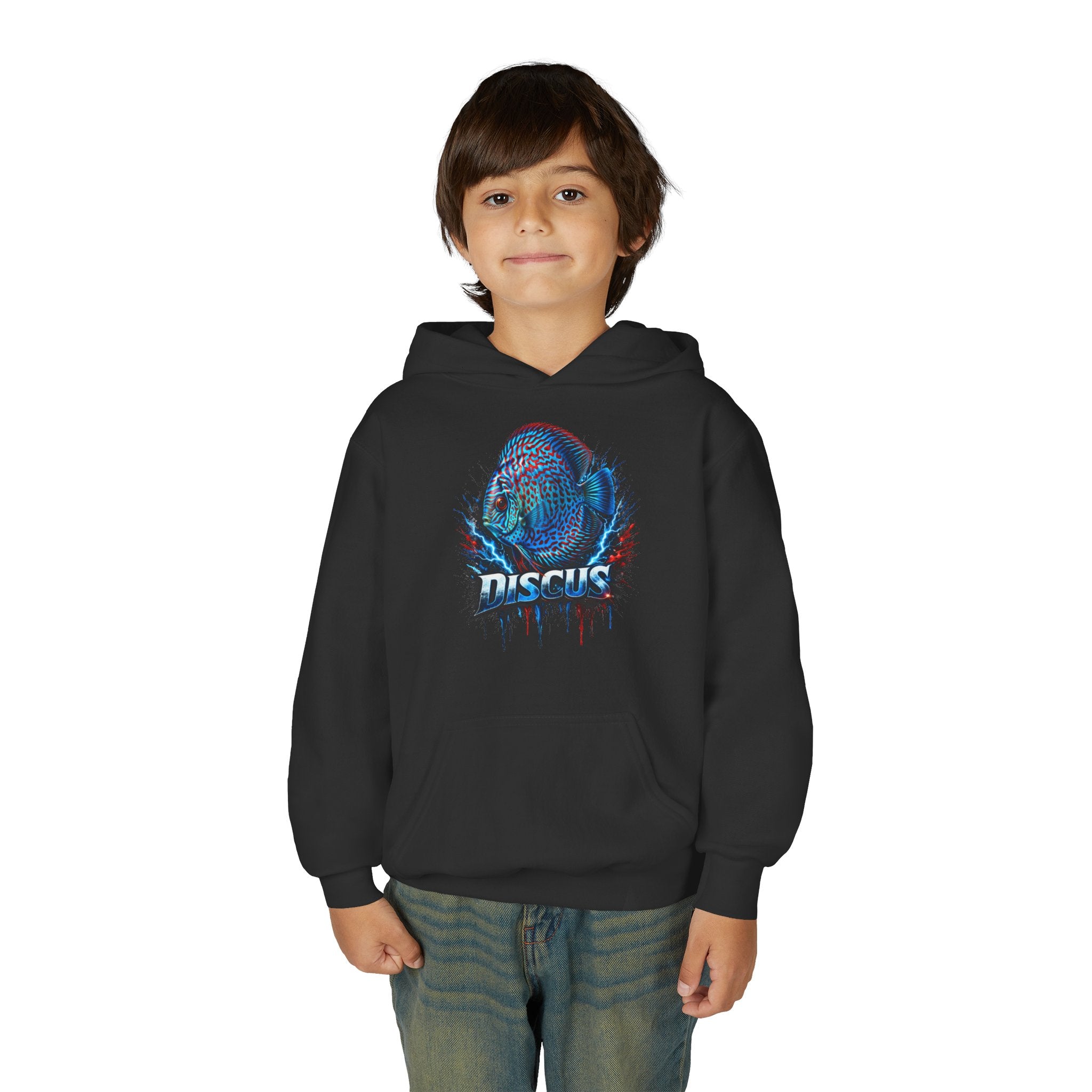 Youth Hoodie — Colorful Discus Fish Graphic Pullover