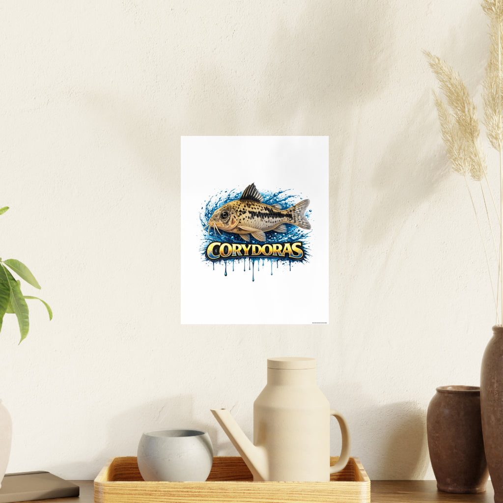 Peppered Corydoras Fish Art Poster — Vibrant Aquarium Print