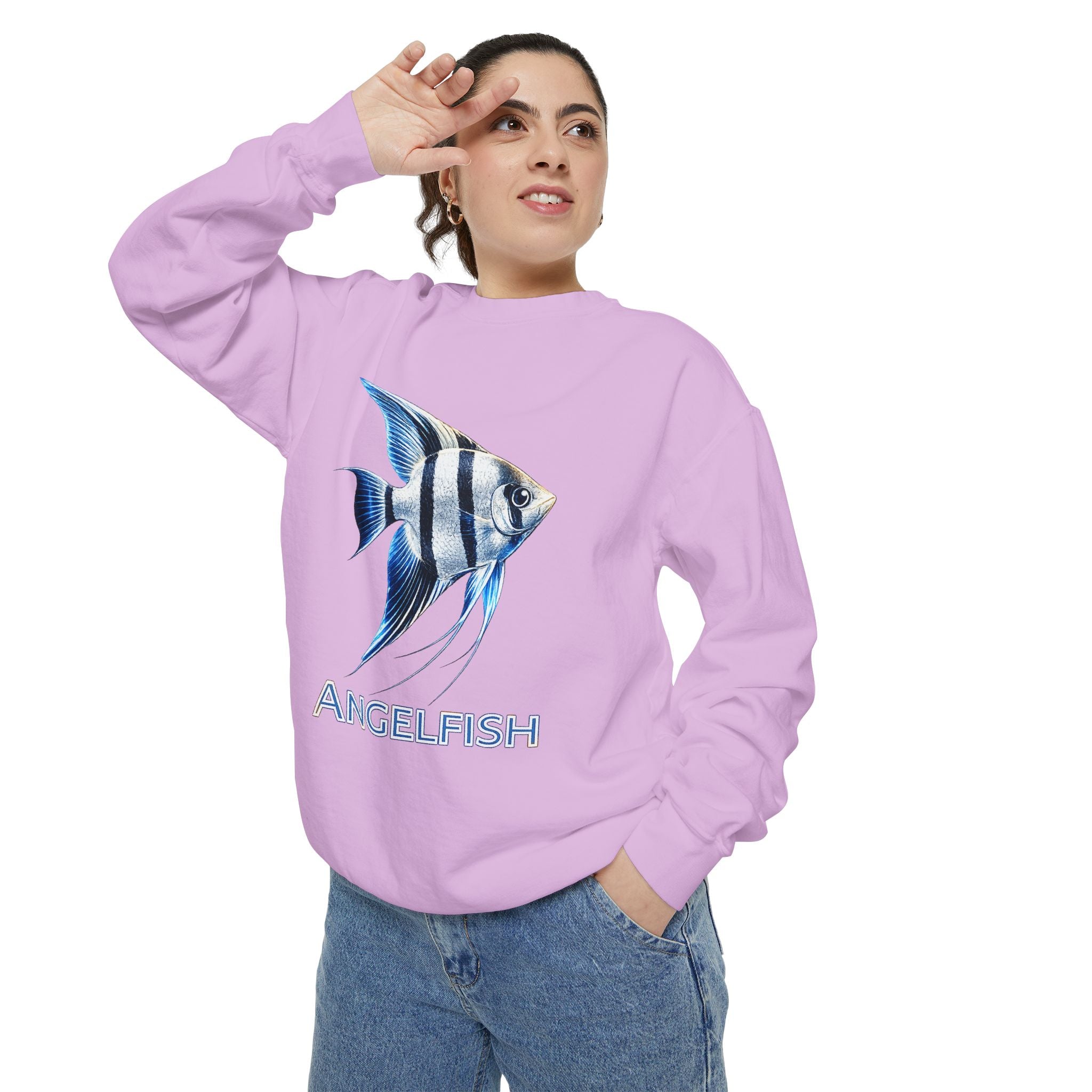 Angelfish Graphic Sweatshirt — Blue Tropical Fish Crewneck
