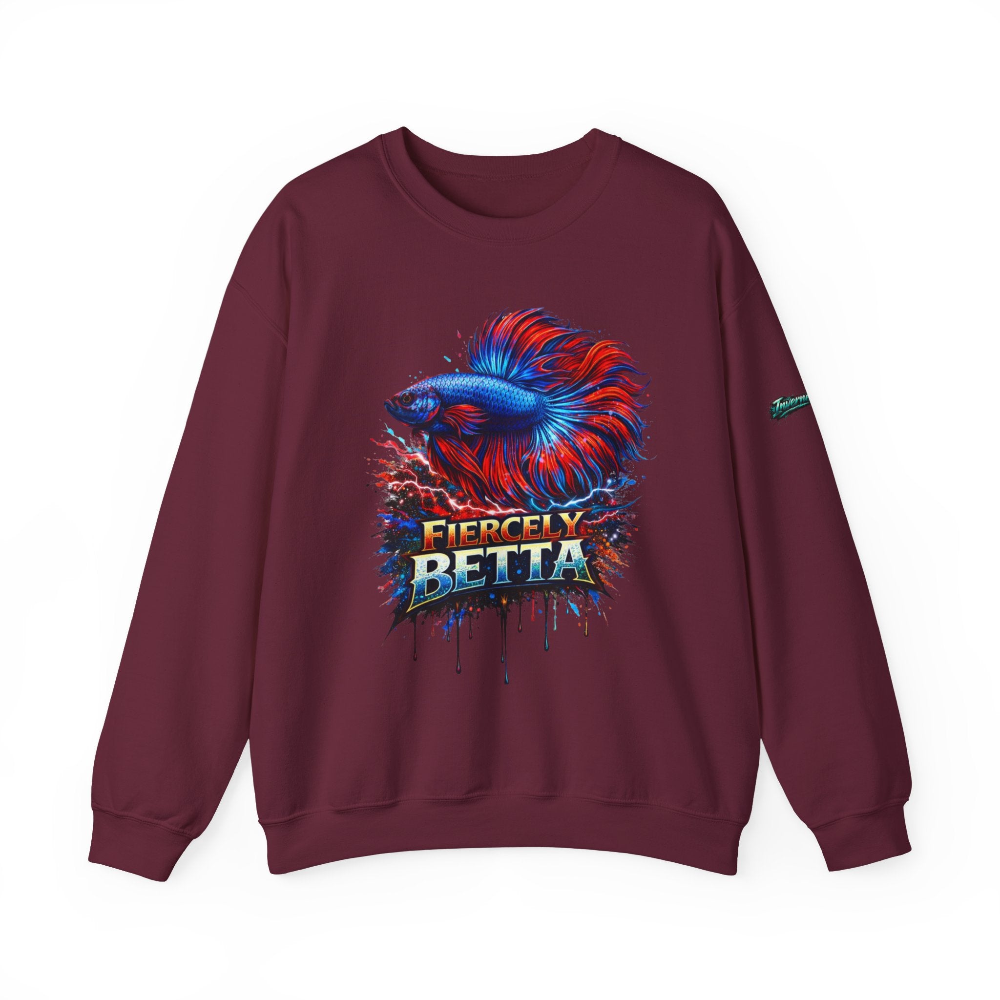 Betta Fish Crewneck Sweatshirt — "Fiercely Betta" Colorful Aquarium Graphic