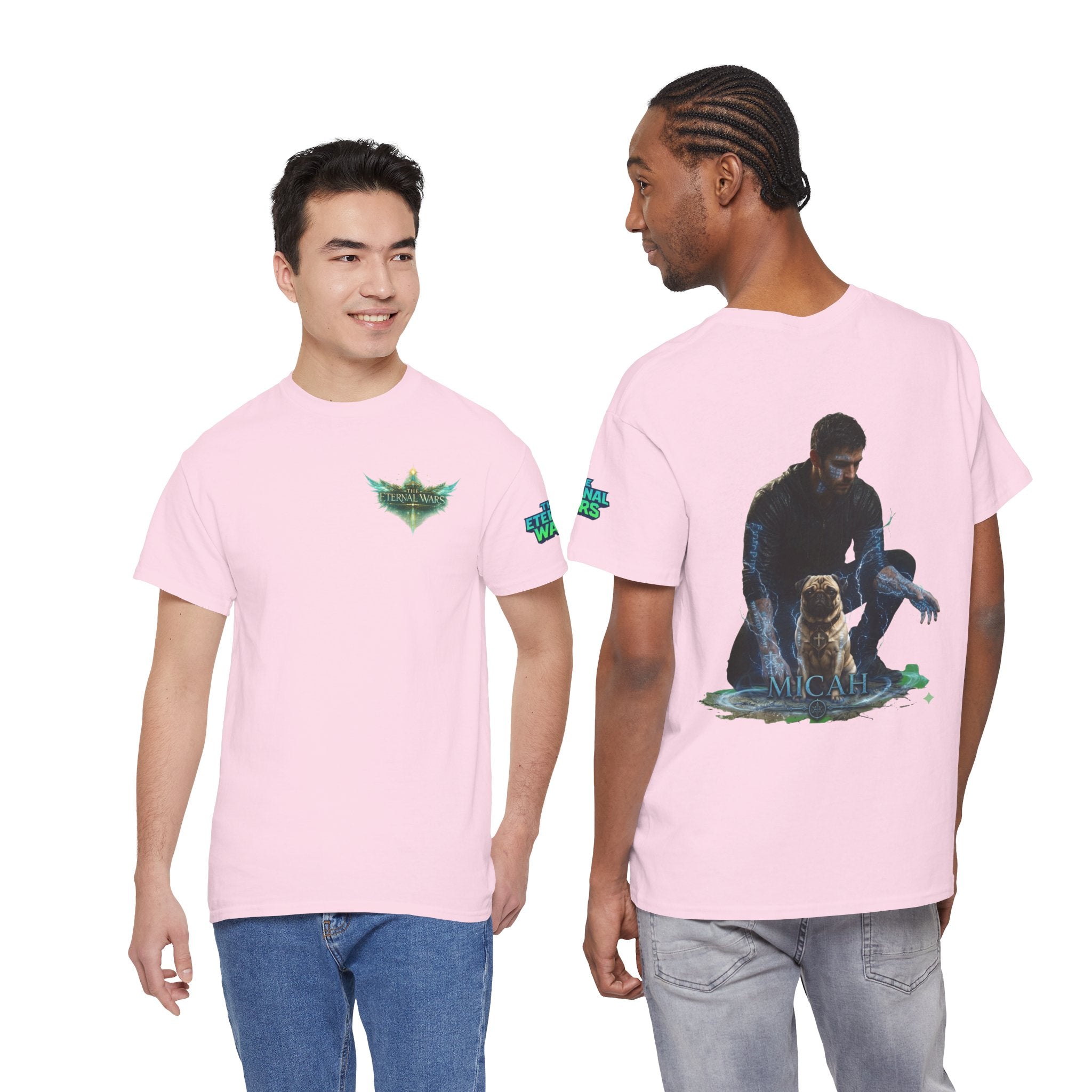 T-Shirt — Nature Warrior Graphic Tee with Man and Dog Illustration