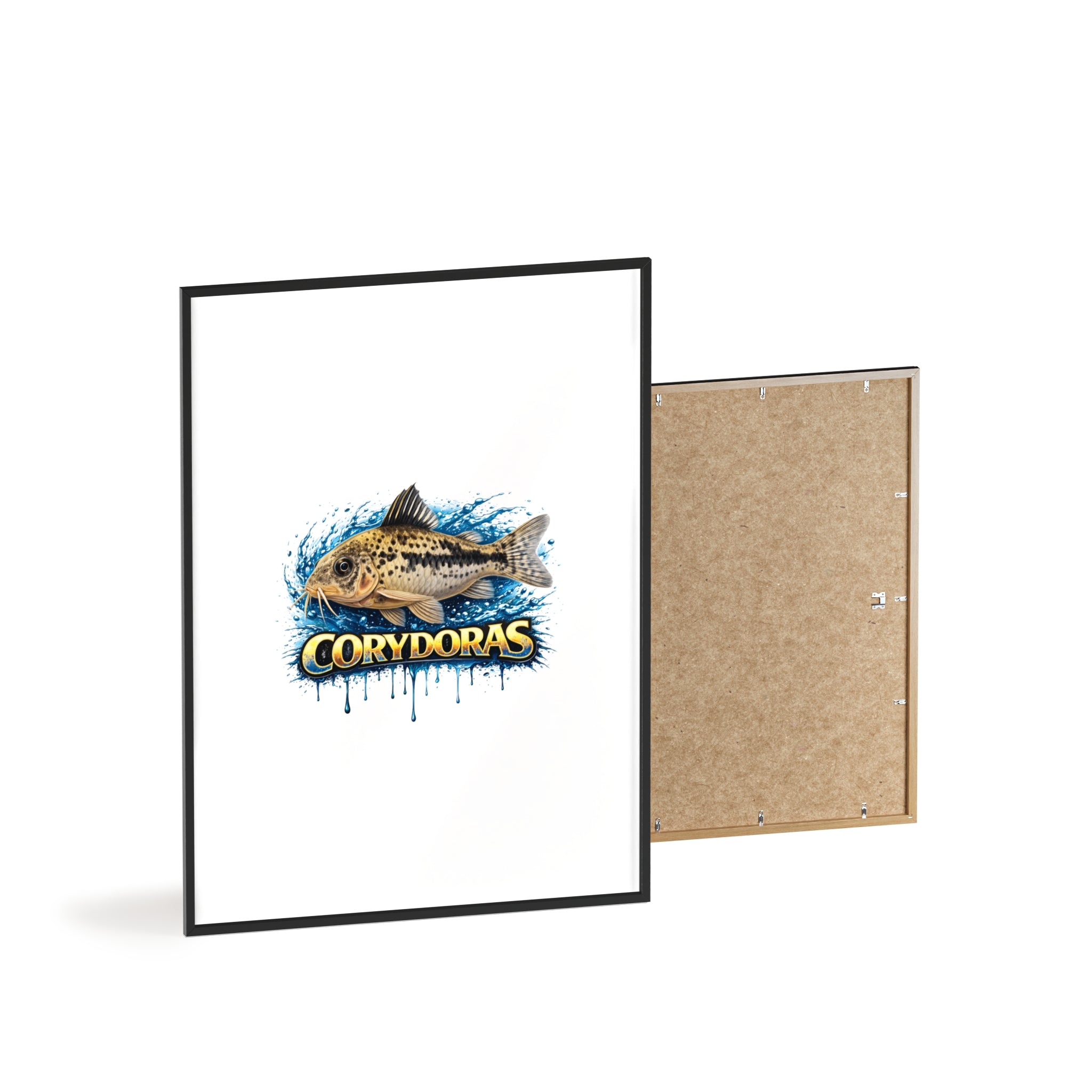 Peppered Corydoras Fish Poster with Wooden Frame — Aquarium Wall Art