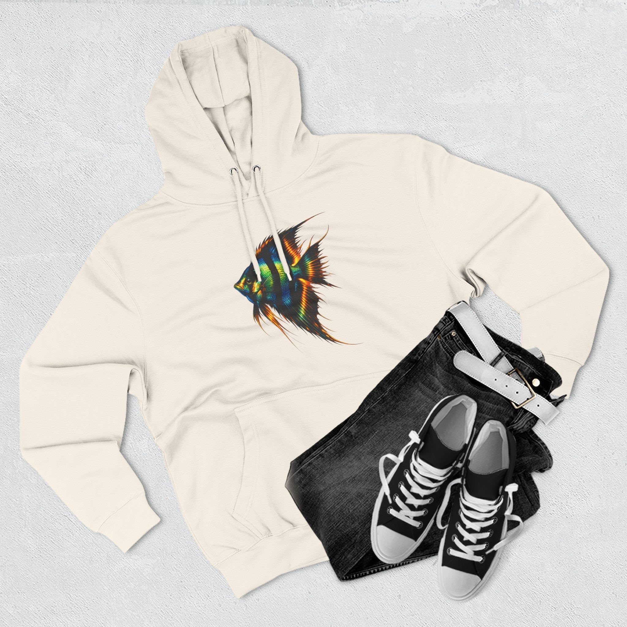 Angelfish Watercolor Hoodie – Colorful Aquarium Fish Graphic Fleece Pullover