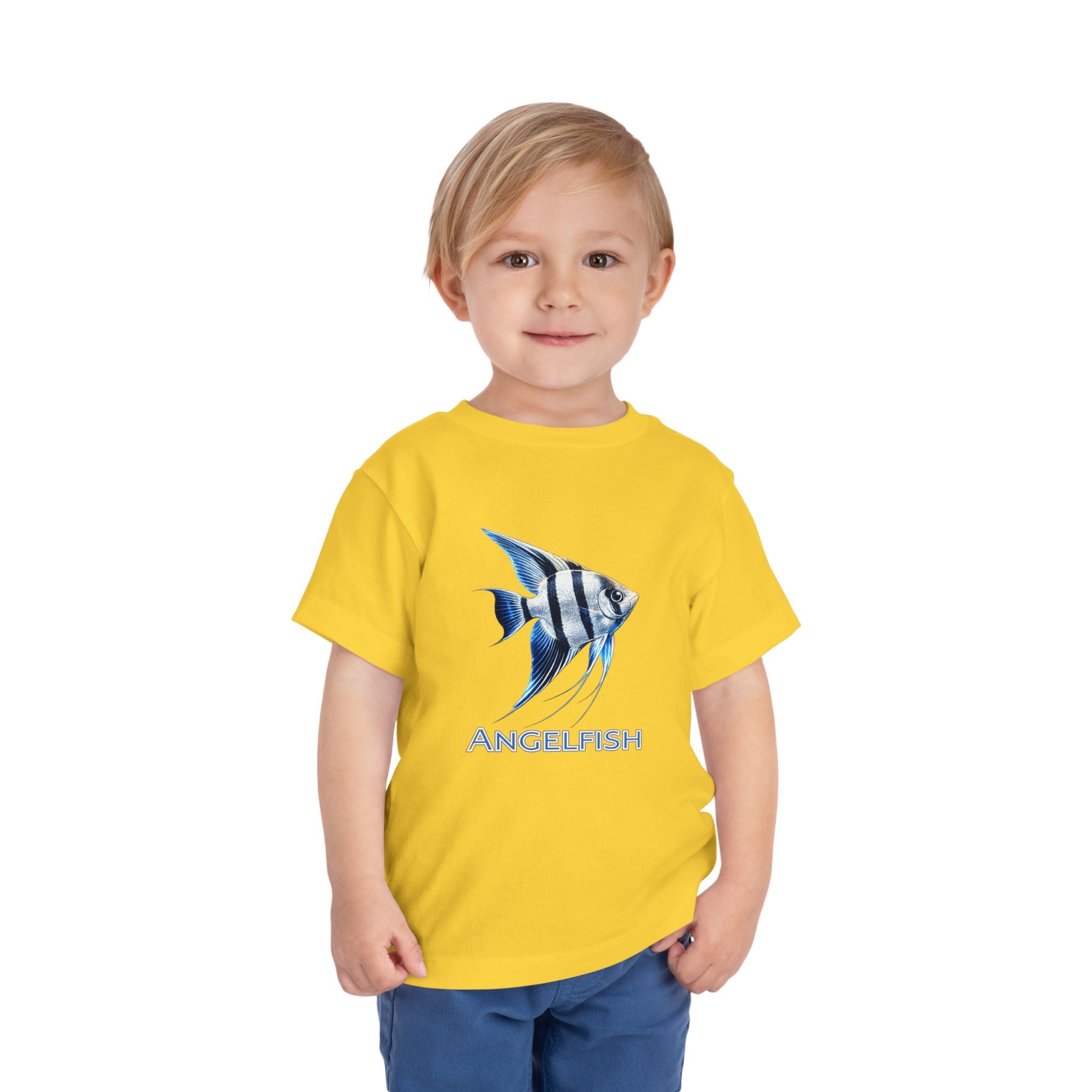 Angelfish Toddler Tee – Blue Aquarium Fish Graphic Shirt