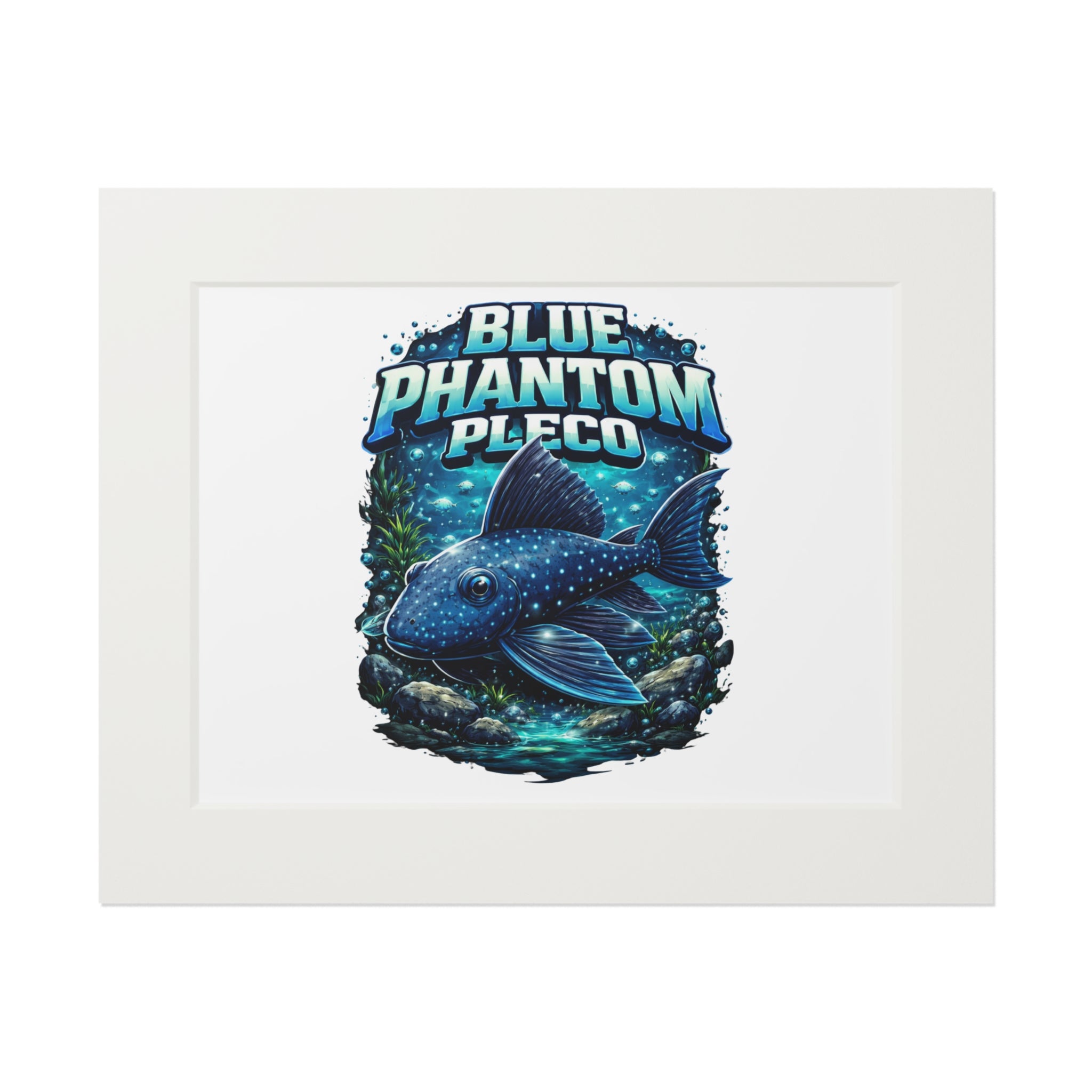 Blue Phantom Pleco Fine Art Print (Passepartout Frame)