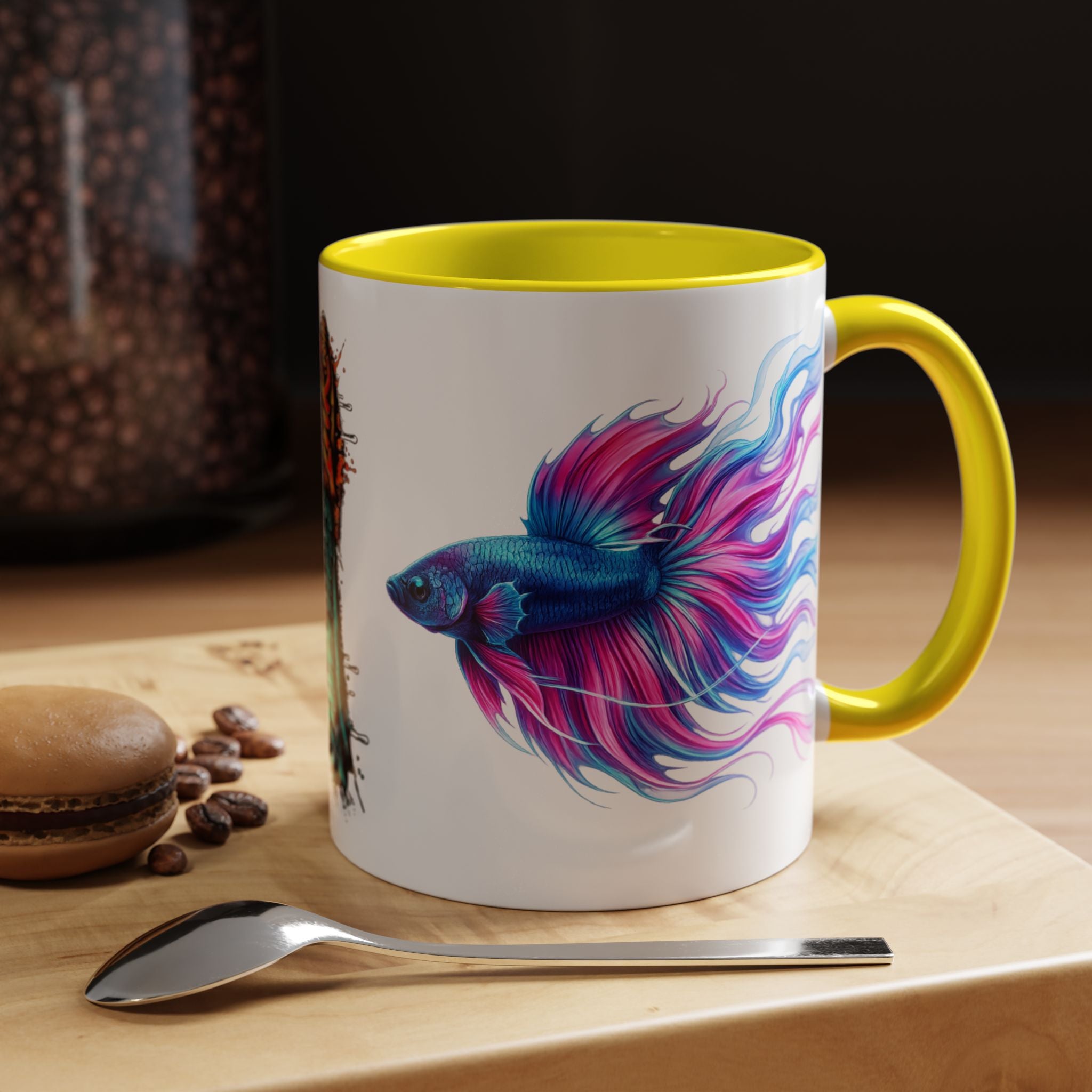 Betta Fish Accent Coffee Mug — Vibrant Neon Betta Design (11/15 oz)