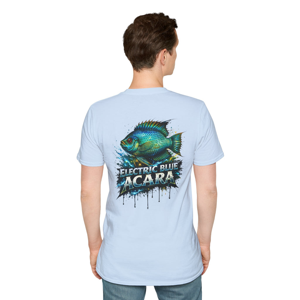 Electric Blue Acara Fish T-Shirt — Vibrant Angler Graphic Tee