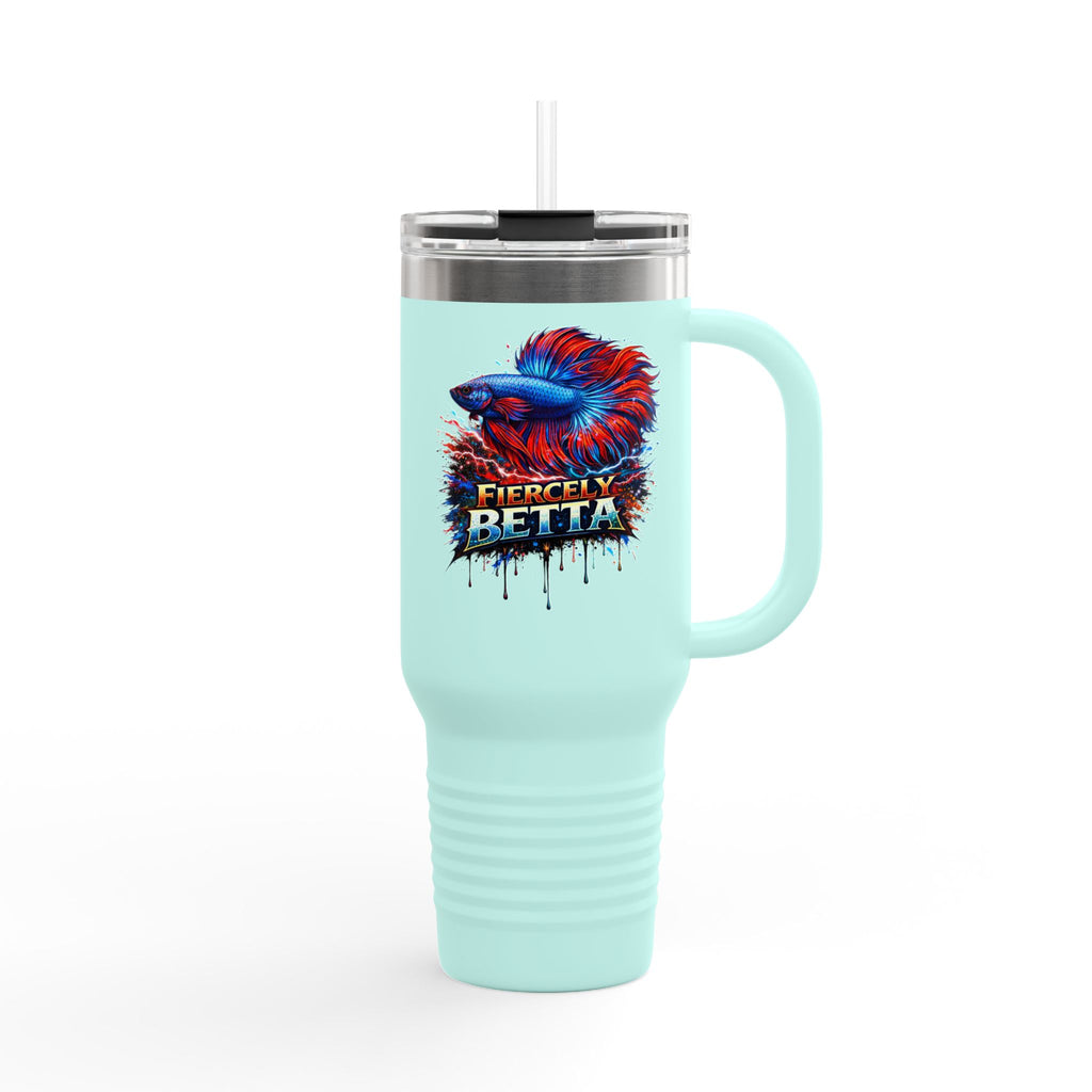 40oz Insulated Travel Mug — 'Fiercely Betta' Colorful Betta Fish Design