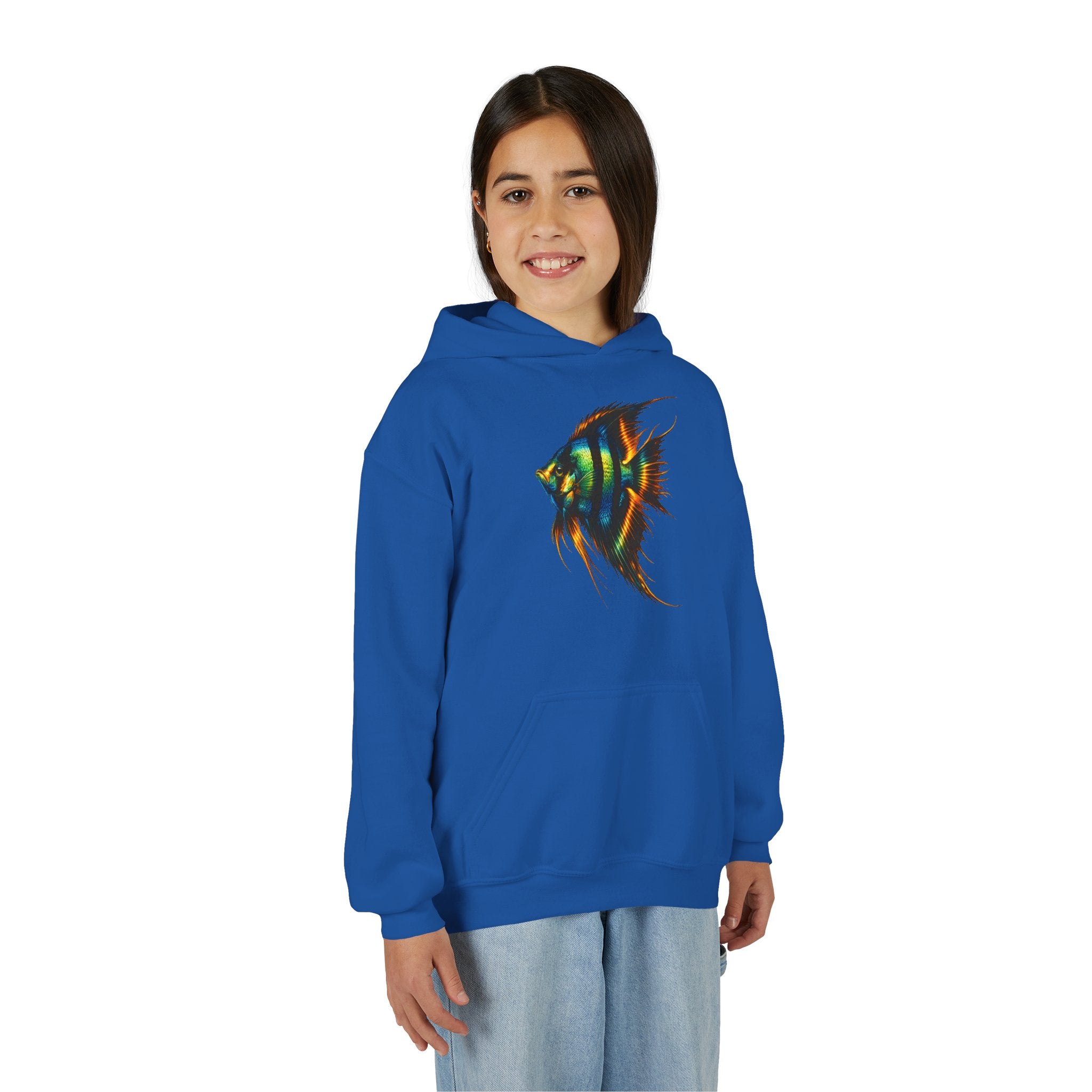 Youth Angelfish Hoodie - Colorful Aquarium Fish Graphic Sweatshirt