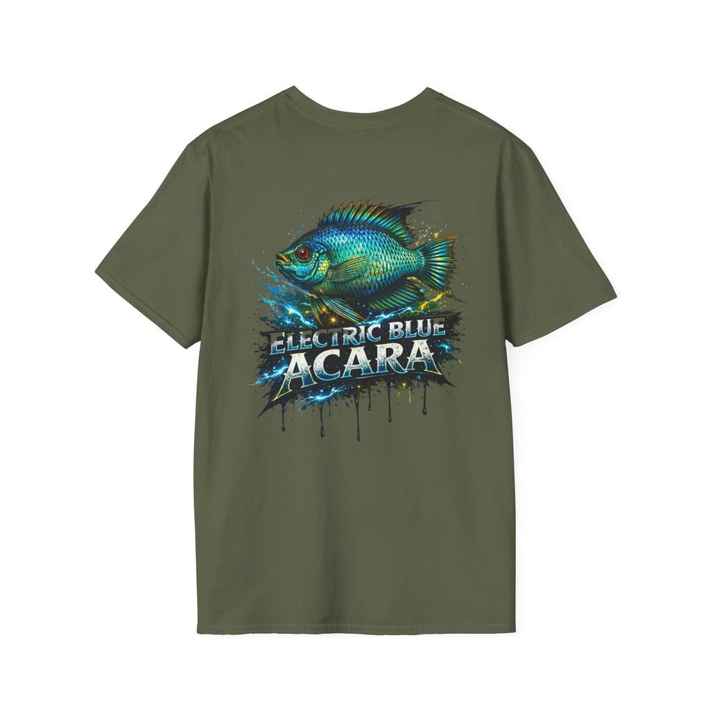 Electric Blue Acara Fish T-Shirt — Vibrant Angler Graphic Tee