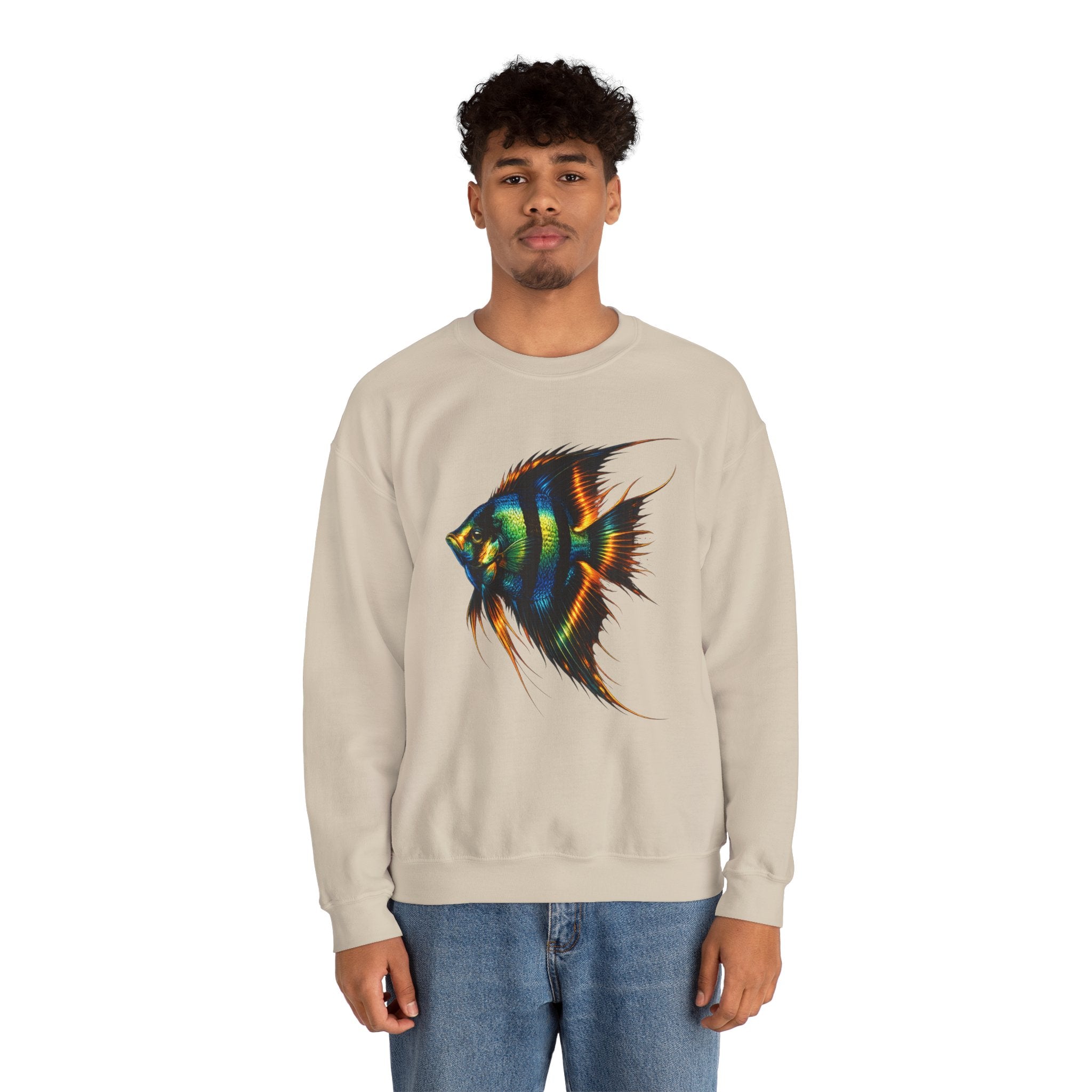 Angelfish Graphic Sweatshirt — Colorful Tropical Fish Crewneck