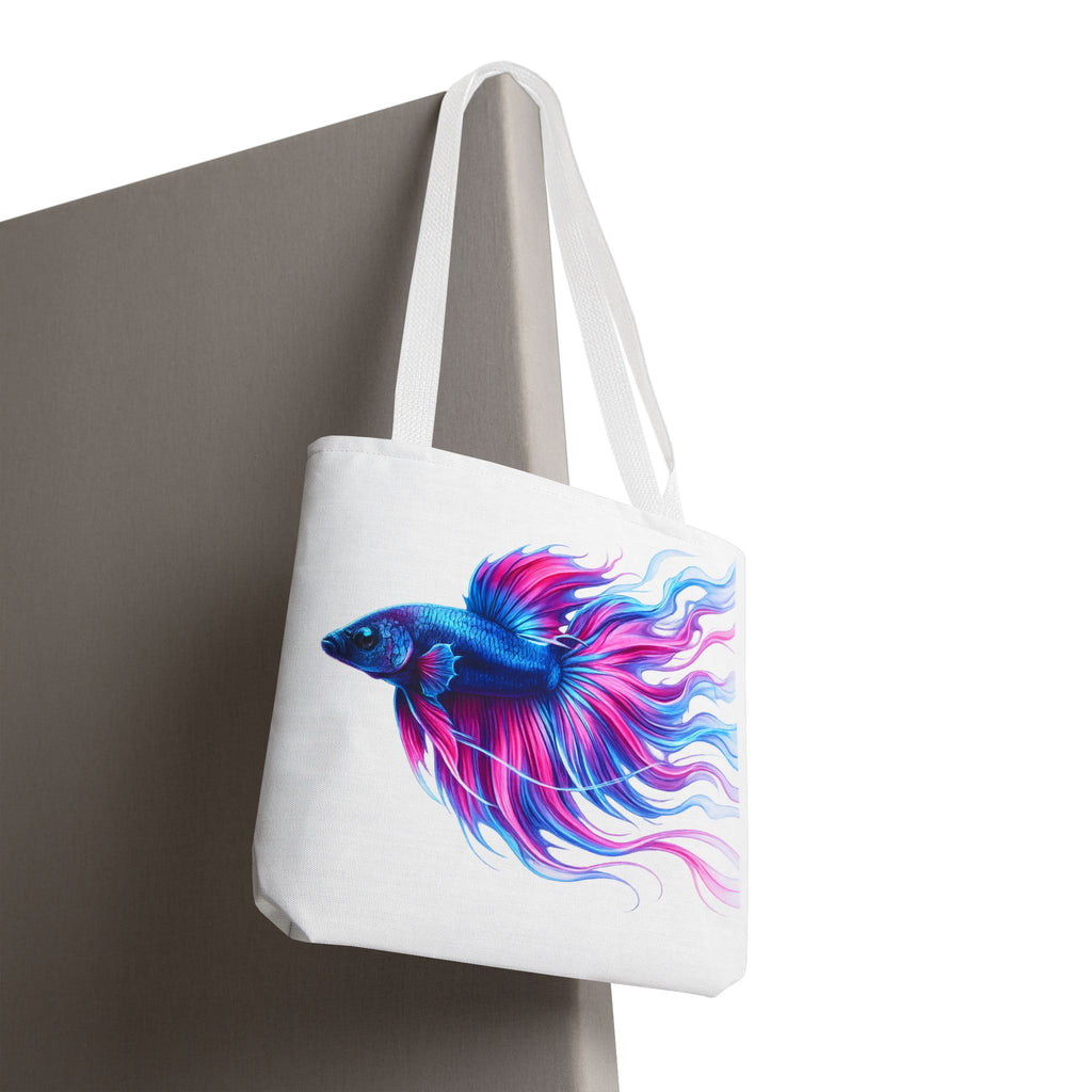 Colorful Betta Fish Tote Bag — Vibrant Blue & Pink Aquatic Art Beach Tote