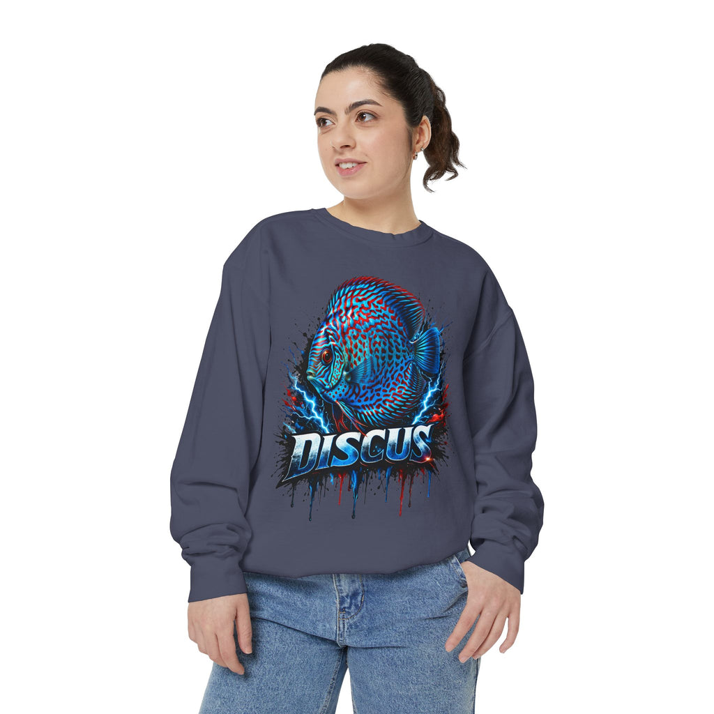 Discus Fish Graphic Sweatshirt — Vibrant Aquarium Lover Crewneck