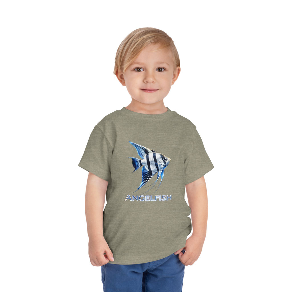 Angelfish Toddler Tee – Blue Aquarium Fish Graphic Shirt