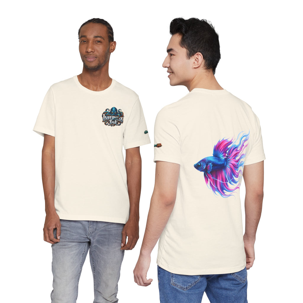 Betta Fish Graphic Tee — Vibrant Blue & Pink Aquatic Art T‑Shirt