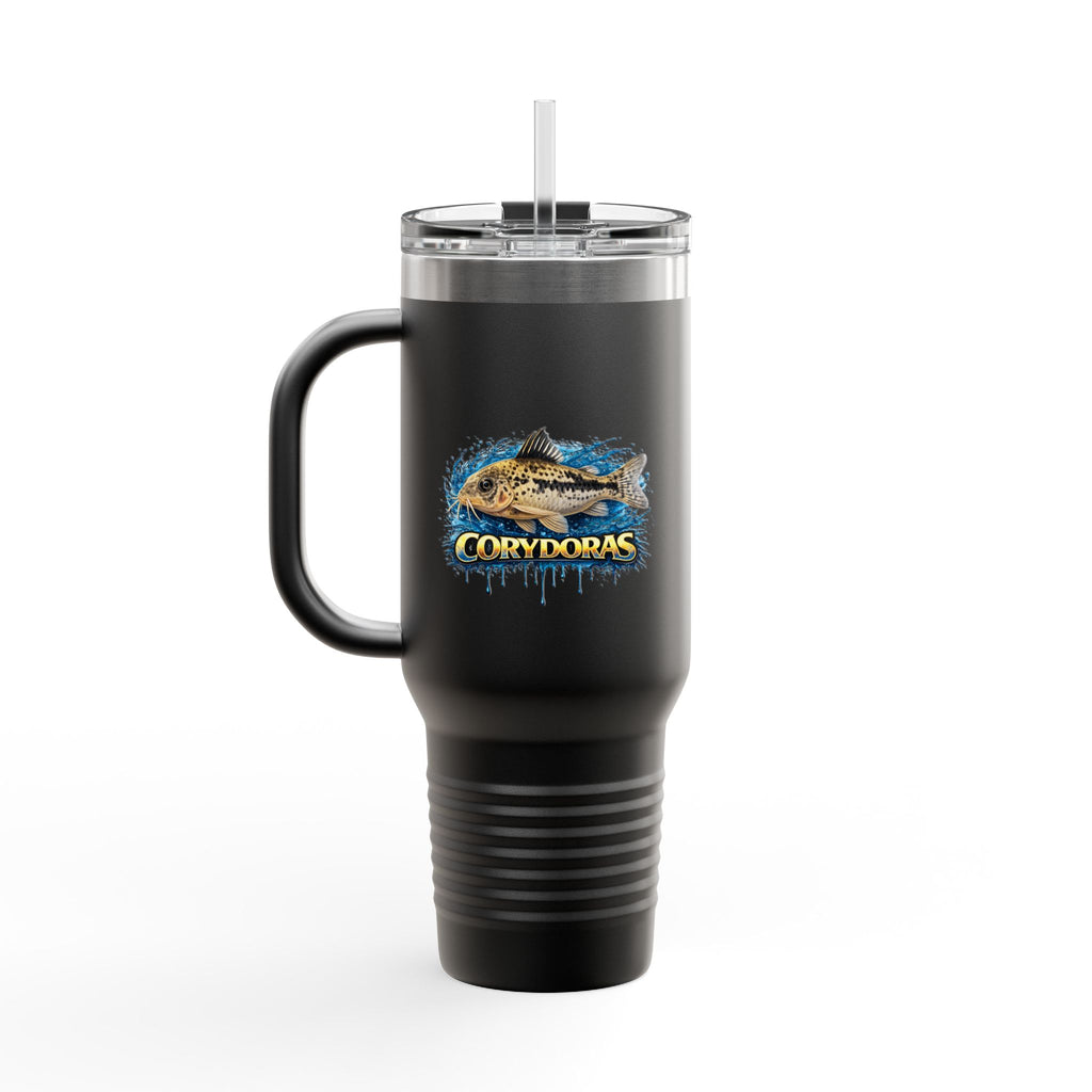 Corydoras Fish 40oz Insulated Travel Mug — Fishing Aquarium Lover Tumbler