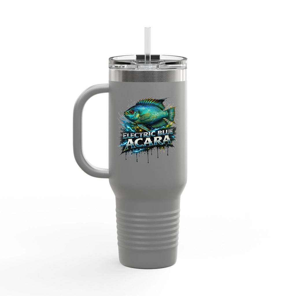 40oz Insulated Travel Mug - 'Electric Blue Acara' Fish Graphic, Leak-Resistant Tumbler for Aquarium Enthusiasts