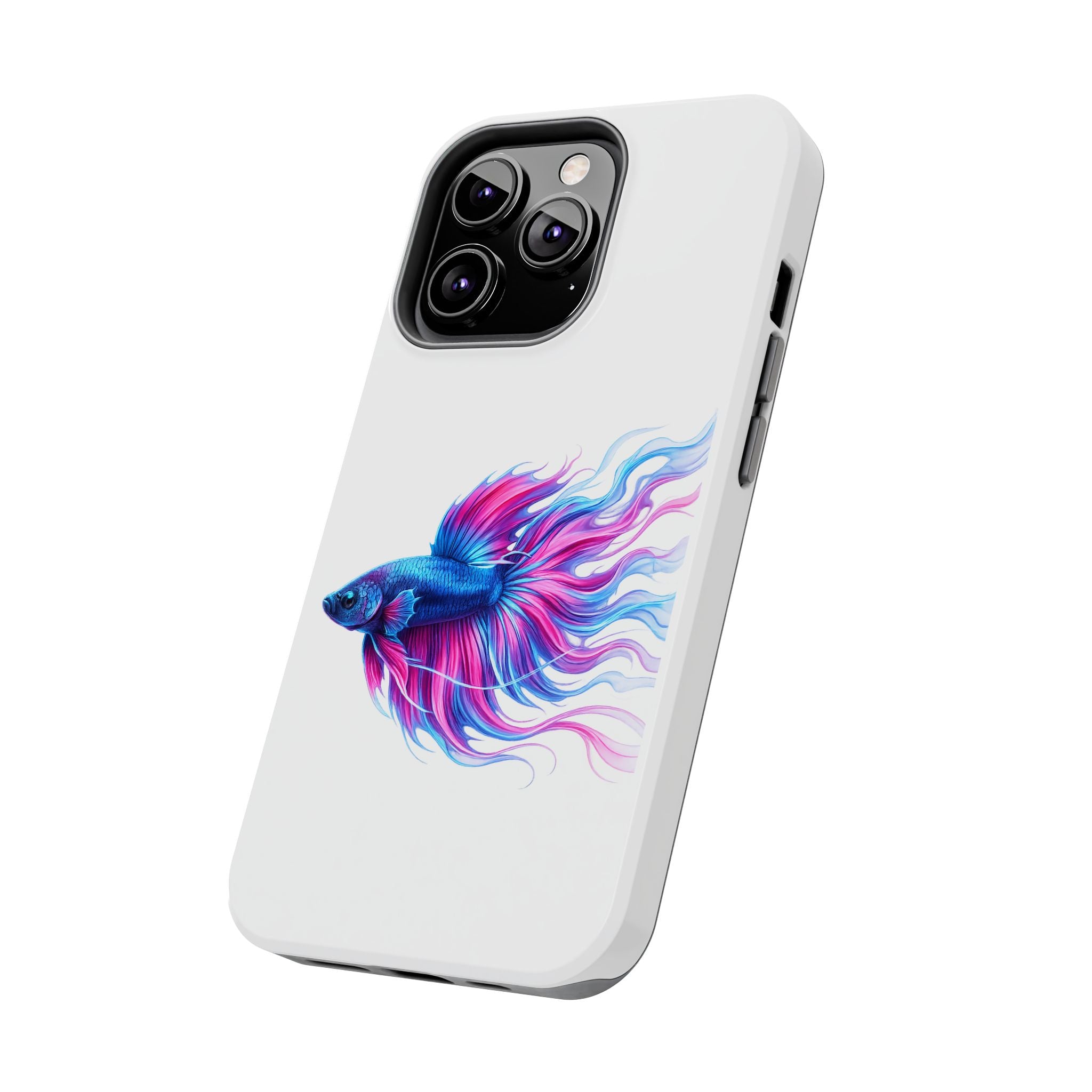 Betta Fish Tough Phone Case — Colorful Blue & Pink Aquarium Art