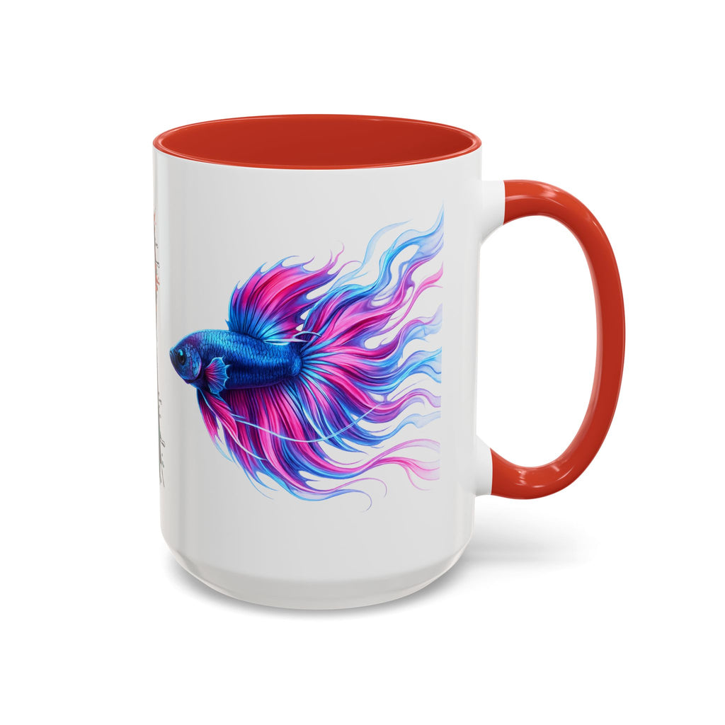 Betta Fish Accent Coffee Mug — Vibrant Neon Betta Design (11/15 oz)