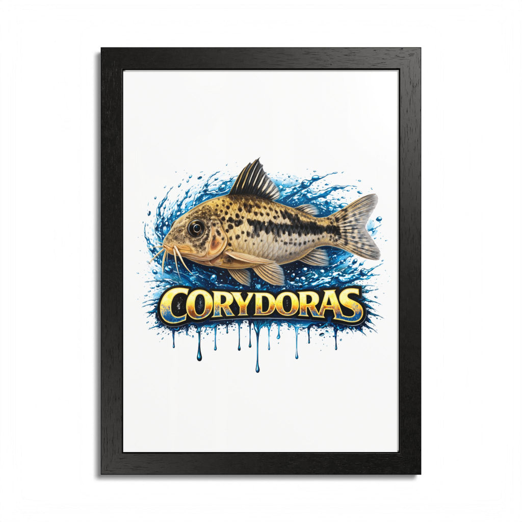 Corydoras Fish Framed Poster — Colorful Aquarium Art Print