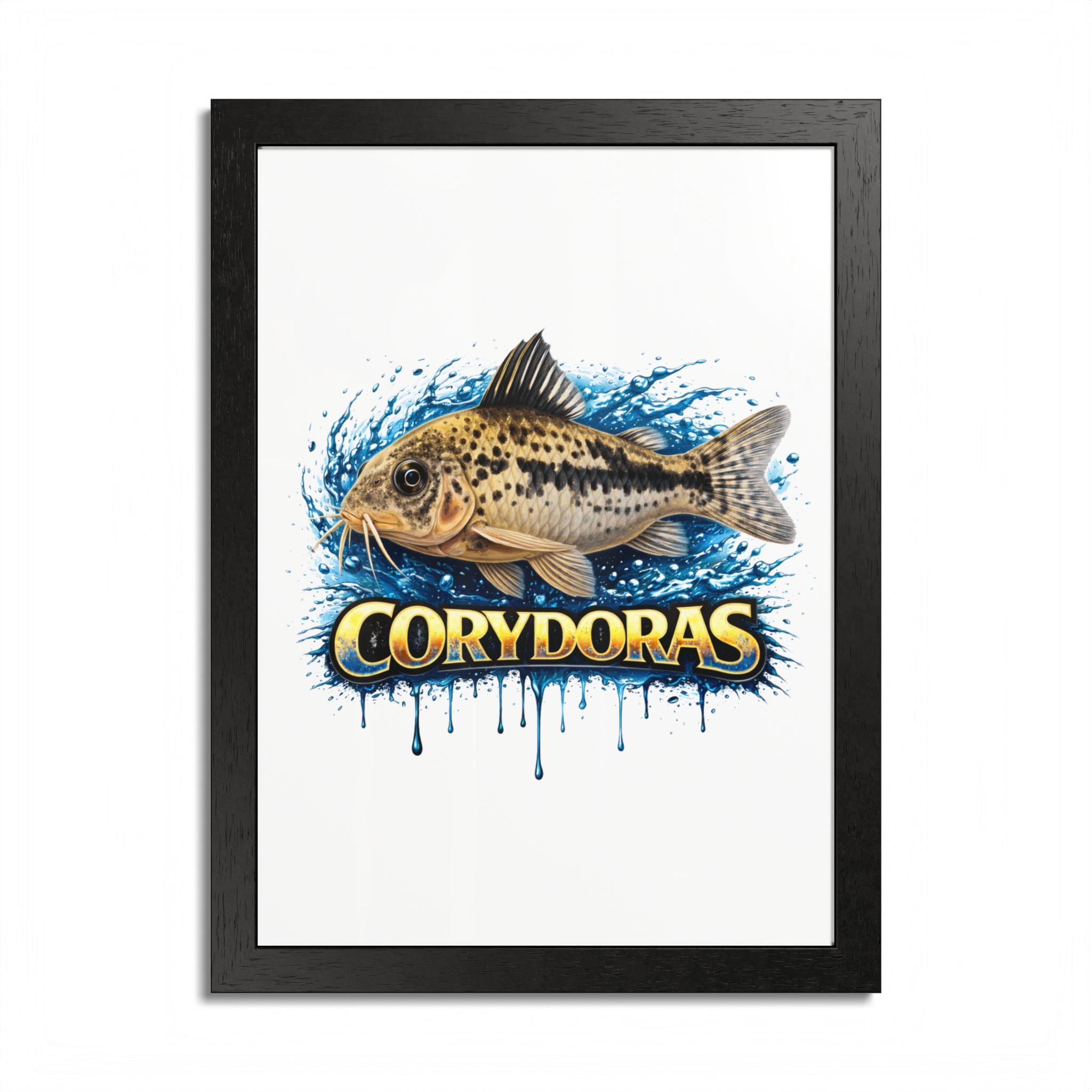 Corydoras Fish Framed Poster — Colorful Aquarium Art Print