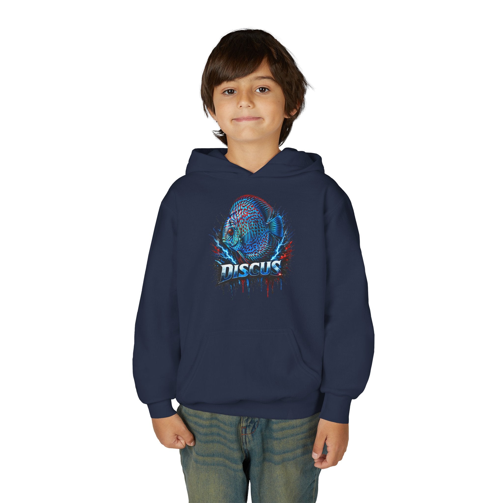 Youth Hoodie — Colorful Discus Fish Graphic Pullover