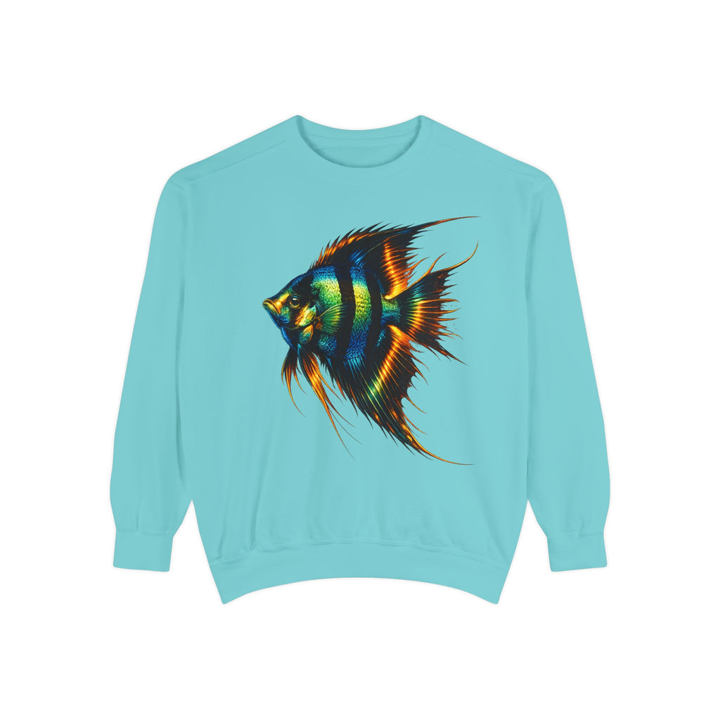 Angelfish Art Sweatshirt — Colorful Aquarium Fish Graphic Sweatshirt