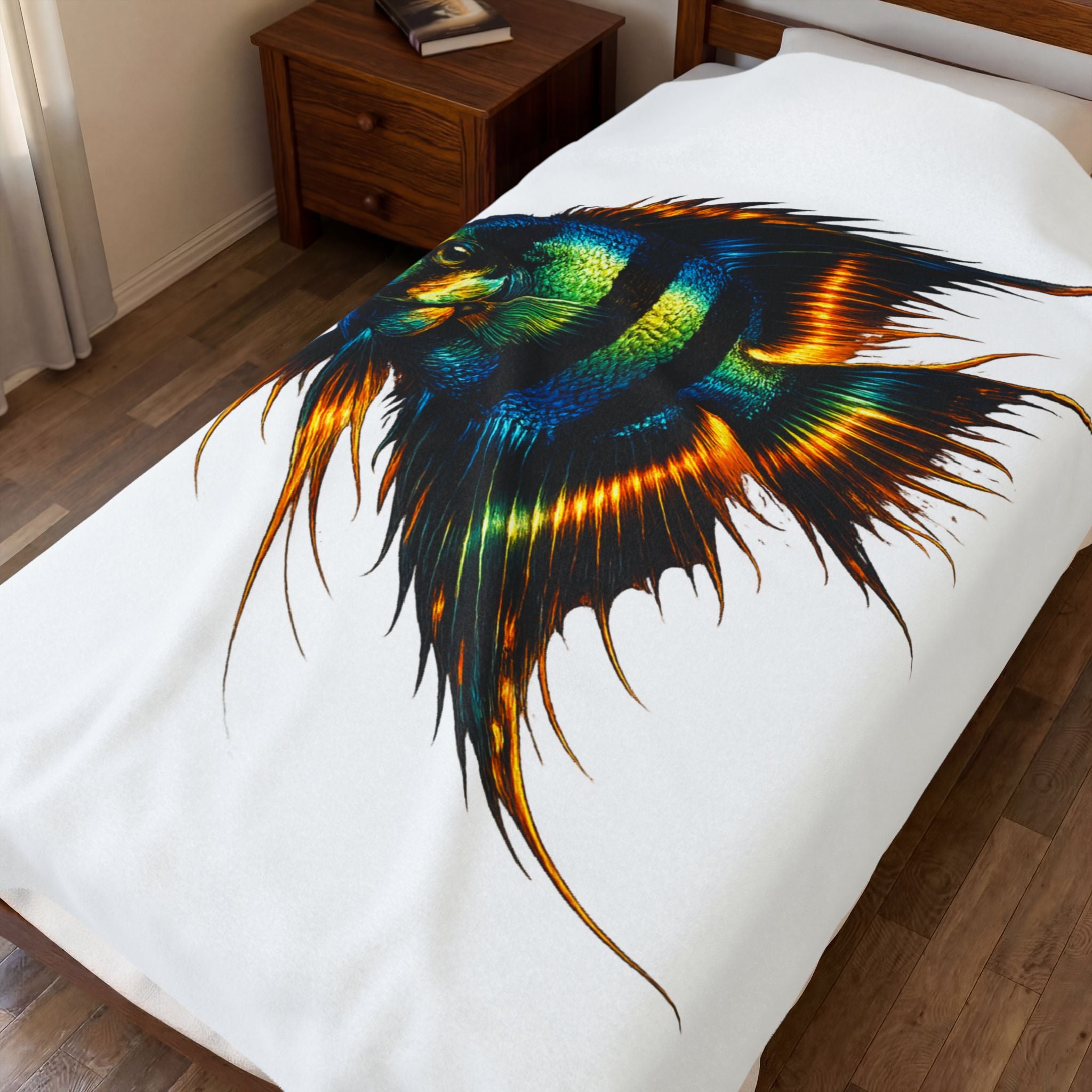 Angelfish Art Velveteen Plush Blanket — Tropical Aquarium Fish Throw
