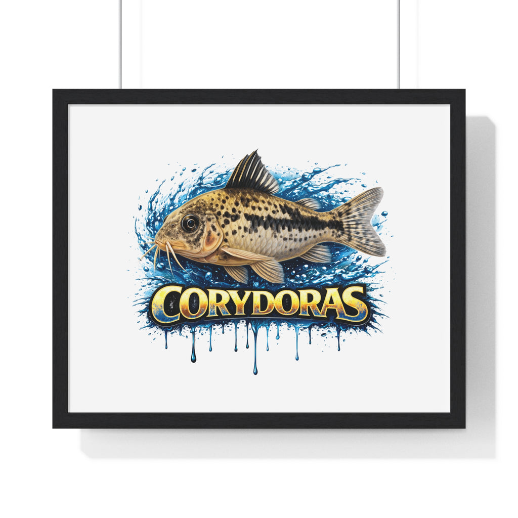 Peppered Corydoras Fish Framed Poster — Aquarium Wall Art