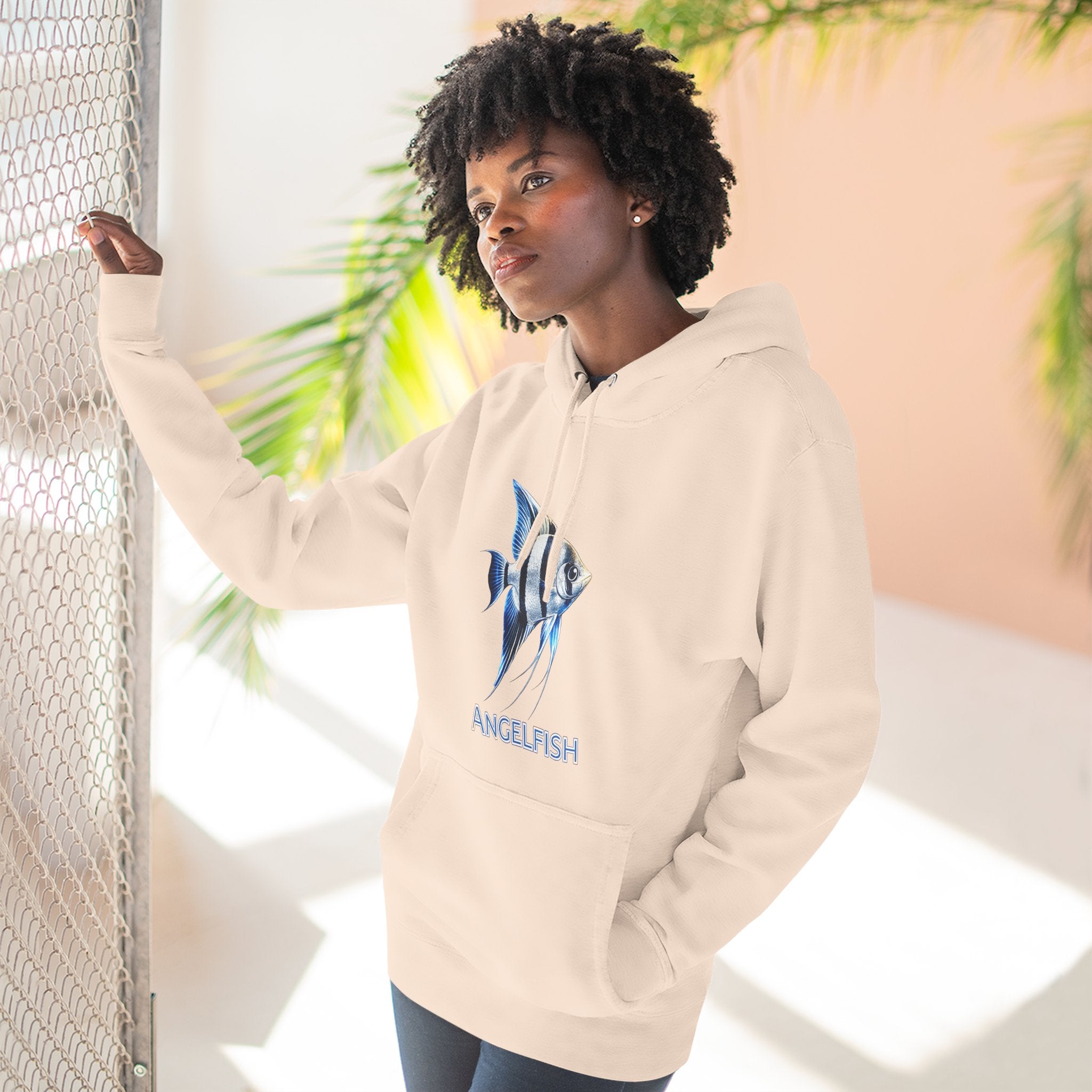 Angelfish Graphic Hoodie — Blue Aquarium Fish Pullover