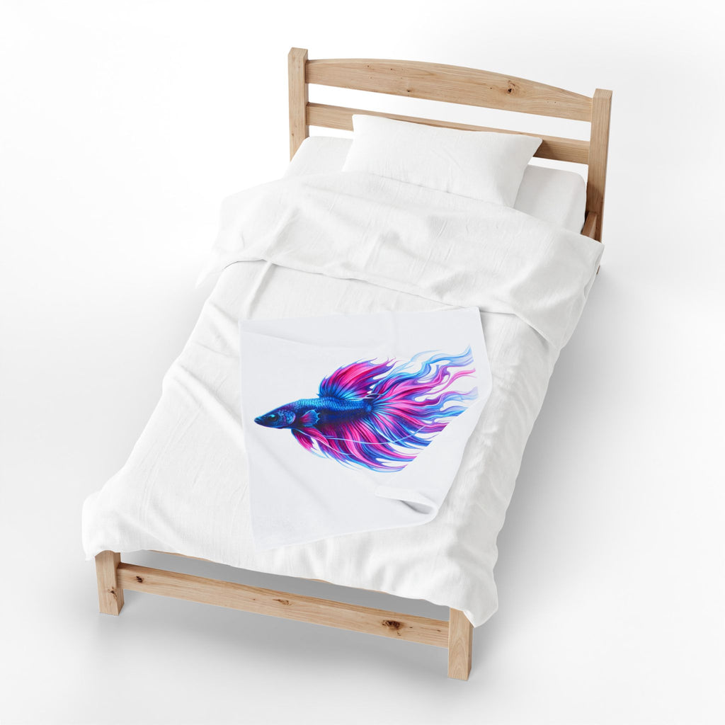 Velveteen Plush Blanket — Electric Paint Betta