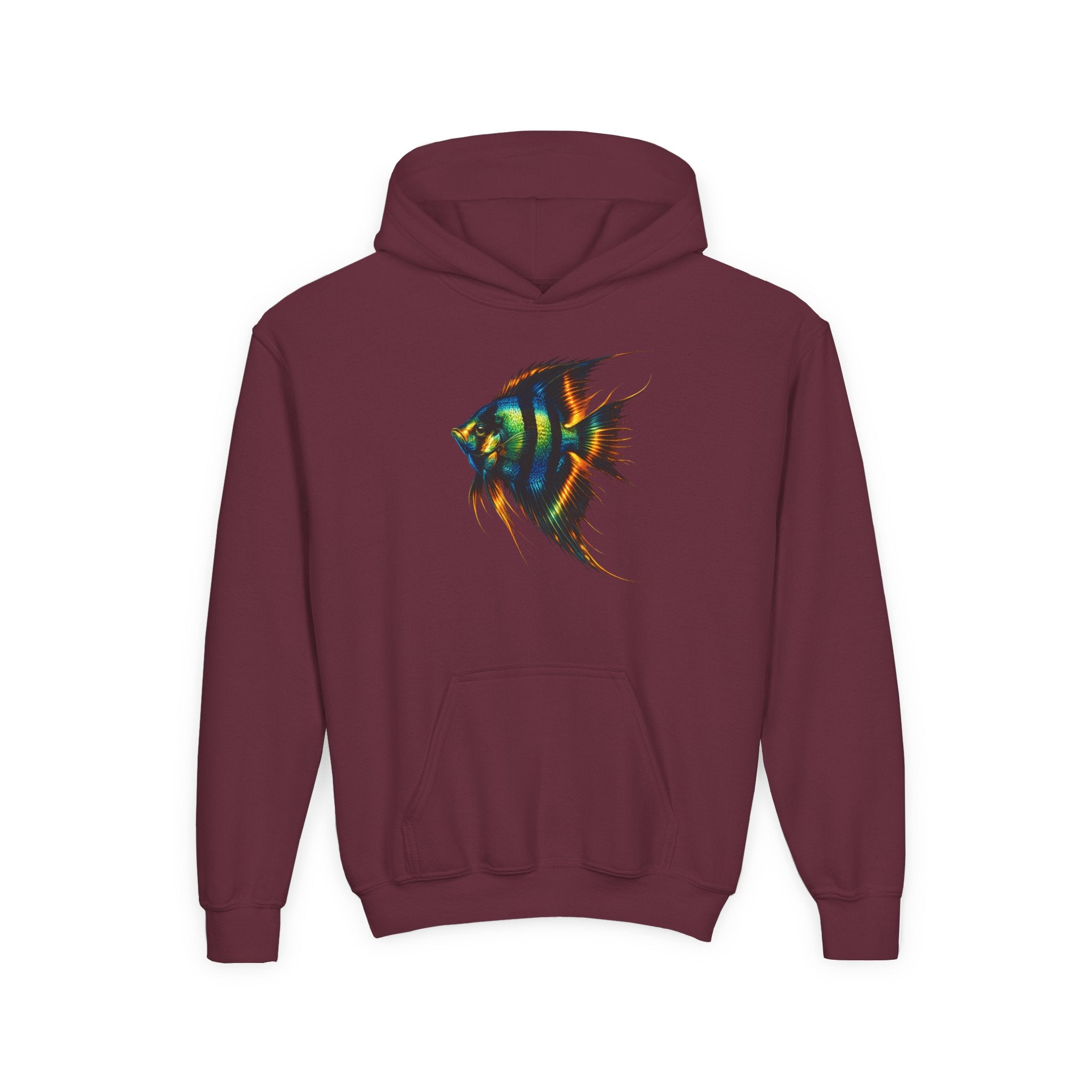 Youth Angelfish Hoodie - Colorful Aquarium Fish Graphic Sweatshirt