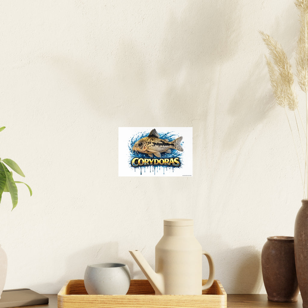 Peppered Corydoras Fish Art Poster — Vibrant Aquarium Print